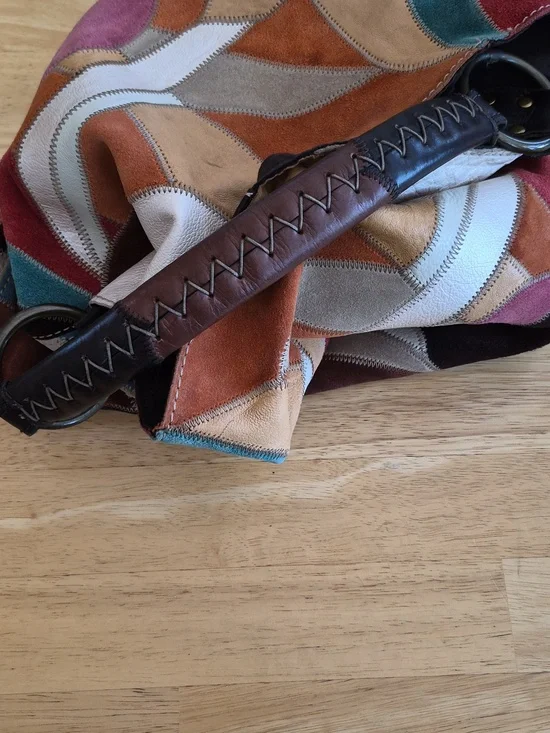 Lucky Brand Multi-Color Suede Sunrise Patchwork Shoulder Bag - Picture 6 of 9